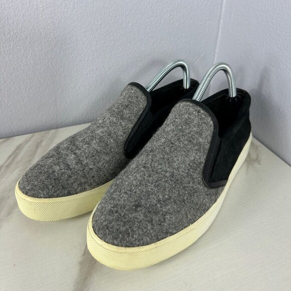Vince Shoes - Vince Shoes Womens 10 M Slip On Grey Wool Black Suede Leather Interior Urban Men
